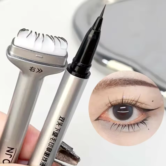 Lápiz Delineador de ojos 2 en 1. Sello de pestañas inferiores + Delineador negro