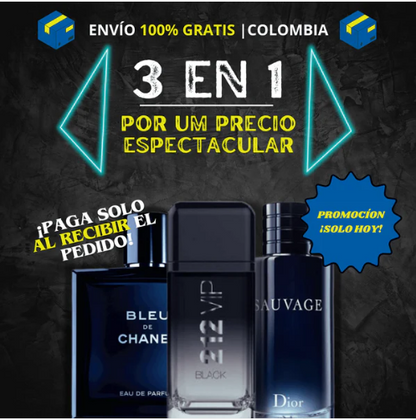 KIT 3 LOSIONES -  212 VIP, CHANEL, SAUVAGE!!