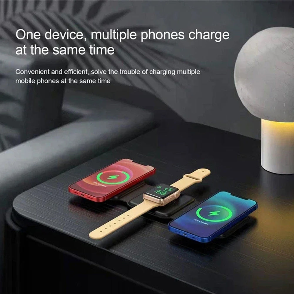 3-in-1 Foldable Magnetic Wireless Charging Station -For Phone, Watch & Earbuds